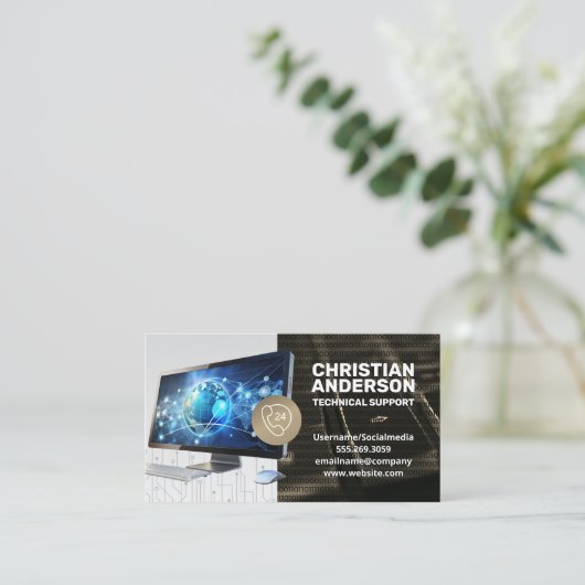 Technischer Support | Computer | Call Center Visitenkarte (Stehend Vorderseite)