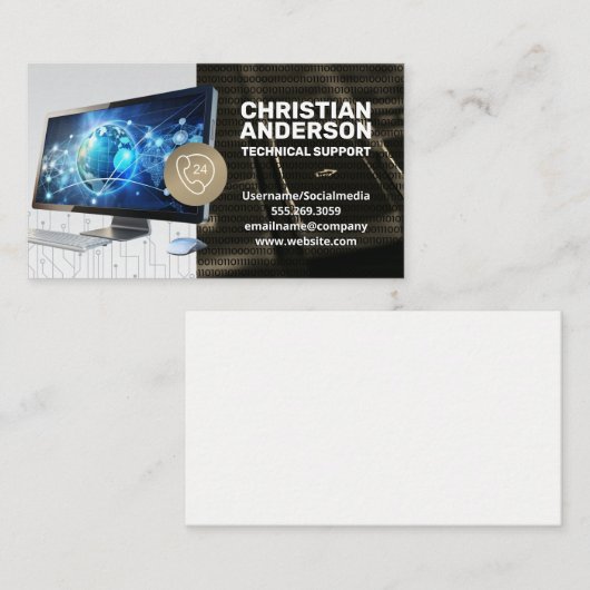 Technischer Support | Computer | Call Center Visitenkarte (Vorne/Hinten)