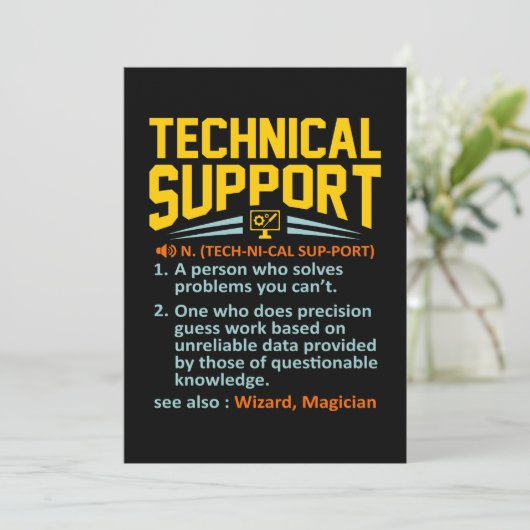 Technischer Support Definition Computer IT Dankeskarte (Stehend Vorderseite)