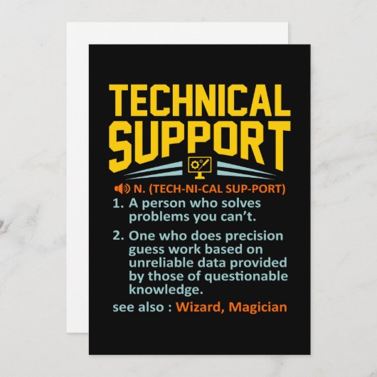 Technischer Support Definition Computer IT Dankeskarte (Vorne/Hinten)