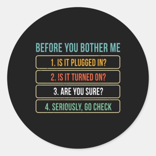 Technischer Support für Informationstechnologie Runder Aufkleber (Vorderseite)