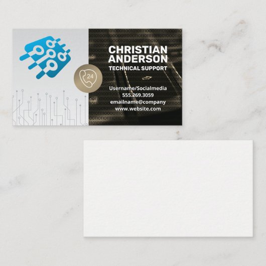 Technischer Support | Mikrochip | Call Center Visitenkarte (Vorne/Hinten)