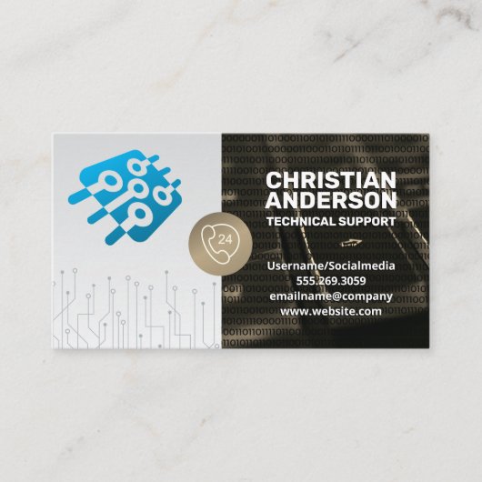 Technischer Support | Mikrochip | Call Center Visitenkarte (Vorderseite)