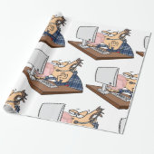 Technischer Support wirft eine Blase Geschenkpapier (Ungerollt)