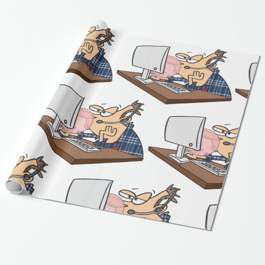 Technischer Support wirft eine Blase Geschenkpapier (Ungerollt)