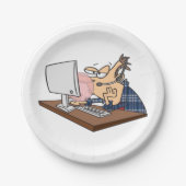 Technischer Support wirft eine Blase Pappteller (Vorderseite)