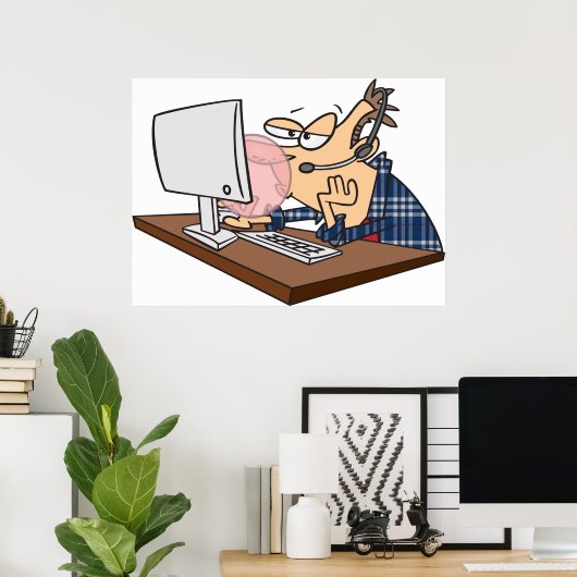 Technischer Support wirft eine Blase Poster (Heimbüro)