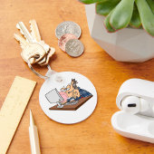 Technischer Support wirft eine Blase Schlüsselanhänger