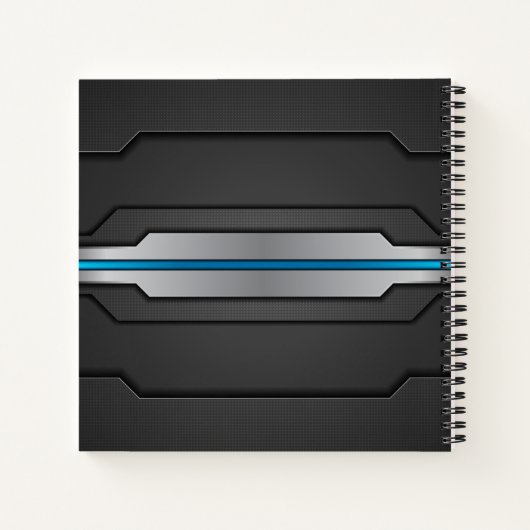 Technisches Design mit blauen und benutzerdefinier Notizblock (Rückseite)