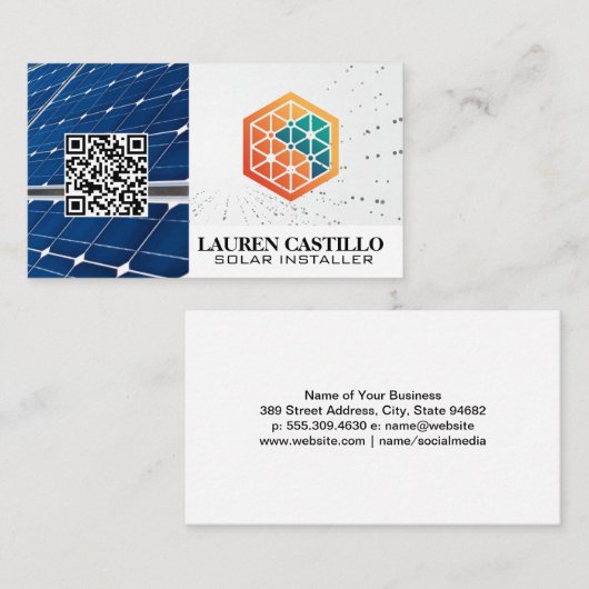 Technisches geometrisches Logo | Solarmodule Visitenkarte (Vorne/Hinten)