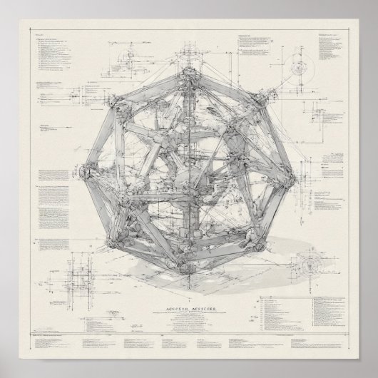 Technisches Ingenieurdesign: Ikosaeder Poster (Vorne)