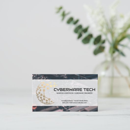 Technisches Logo | Computerhardware Visitenkarte (Stehend Vorderseite)