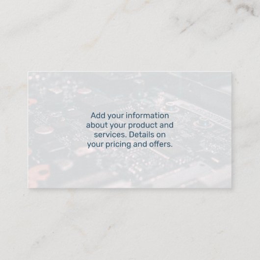 Technisches Logo | Hardware für das Schaltbrett Visitenkarte (Rückseite)