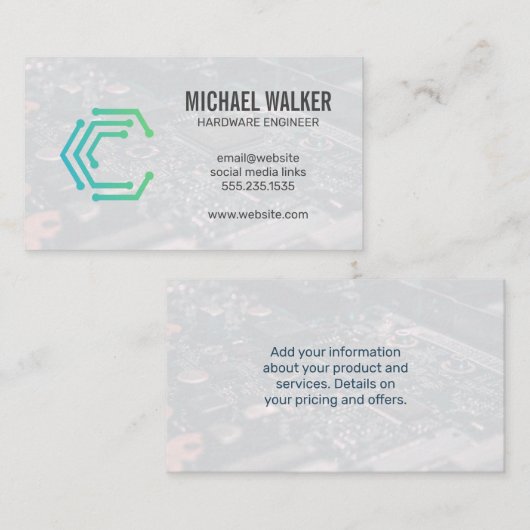 Technisches Logo | Hardware für das Schaltbrett Visitenkarte (Vorne/Hinten)