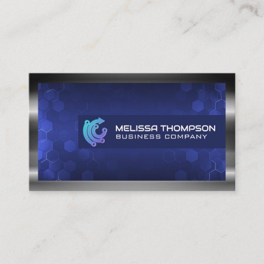 Technisches Logo | Moderner geometrischer Hintergr Visitenkarte (Vorderseite)