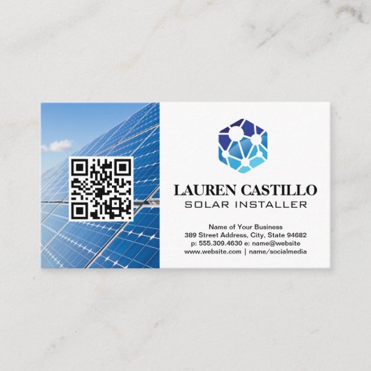 Technisches Logo | Solarmodule | QR-Visitenkarte Visitenkarte (Vorderseite)