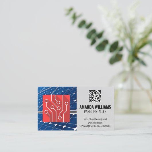 Technisches Logo | Solarpaneel | QR-Code Visitenkarte (Stehend Vorderseite)