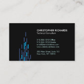 Technisches Muster in Blau auf Schwarz II Visitenkarte (Rückseite)