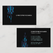 Technisches Muster in Blau auf Schwarz II Visitenkarte (Vorne/Hinten)