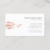 Technisches Muster in Weiß, Grau, Orange Visitenkarte (Rückseite)