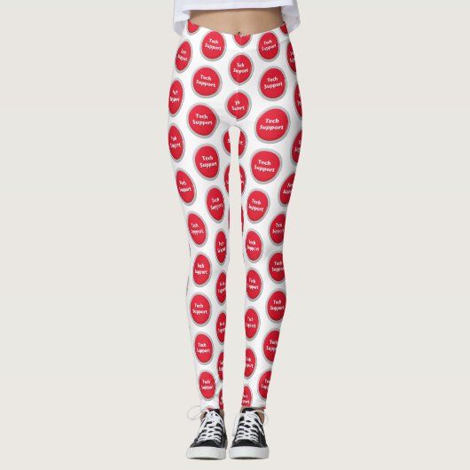 Technisches Support Red Panic Button Muster Leggings (Vorderseite)