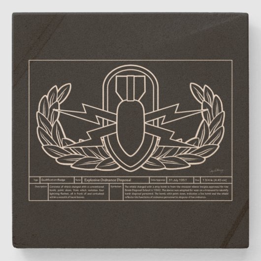 Technisches zeichnendes Weiß EOD Steinuntersetzer (Vorderseite)