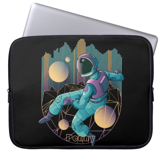 Techno Astronaut Illustration Laptopschutzhülle (Vorderseite)