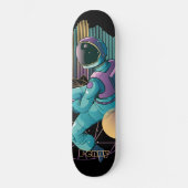 Techno Astronaut Illustration Skateboard (Vorderseite)
