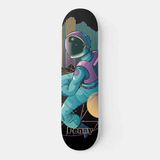 Techno Astronaut Illustration Skateboard (Vorderseite)