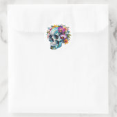 Techno-Bloom Skull Runder Aufkleber (Tasche)