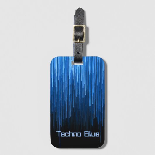 Techno Blue High-Tech Cyberspace Personalisiert Gepäckanhänger (Vorderseite Vertikal)