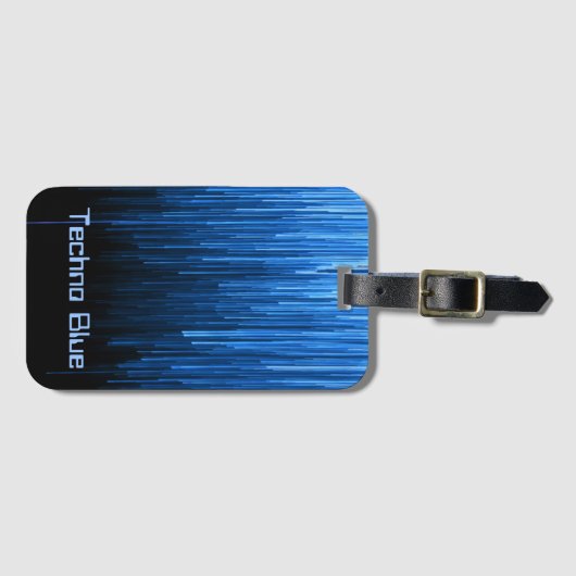 Techno Blue High-Tech Cyberspace Personalisiert Gepäckanhänger (Vorderseite (Horizontal))