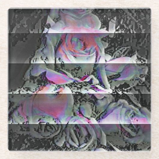 Techno-Blumenstrauß  Glasuntersetzer (Vorderseite)