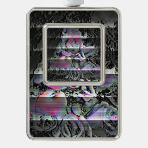 Techno Blumenstrauß Weihnachtsbaumanhänger Rahmen-Ornament Silber