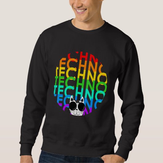 Techno Cat Dub Step Electro Music Synthesizer Sweatshirt (Vorderseite)