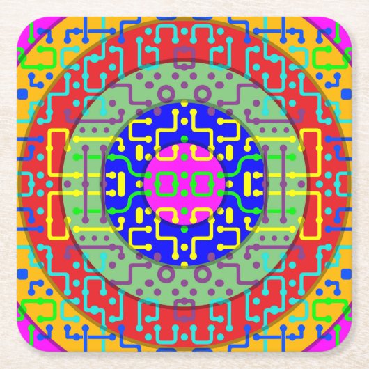 Techno Circus Rechteckiger Pappuntersetzer (Vorderseite)