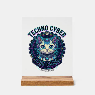 Techno Cyber Cat Lustiges Katzenliebhaber-Design - Acrylschild