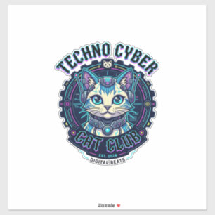 Techno Cyber Cat Lustiges Katzenliebhaber-Design - Aufkleber