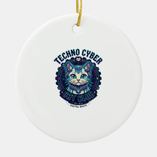 Techno Cyber Cat Lustiges Katzenliebhaber-Design - Keramik Ornament