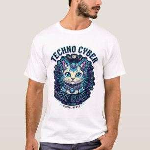 Techno Cyber Cat Lustiges Katzenliebhaber-Design - T-Shirt