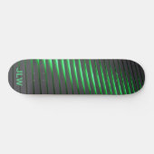 Techno Cyber Green Stripes Black Skateboard (Horizontal)