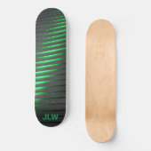 Techno Cyber Green Stripes Black Skateboard (Vorderseite)