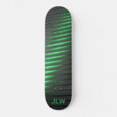 Techno Cyber Green Stripes Black Skateboard (Vorderseite)