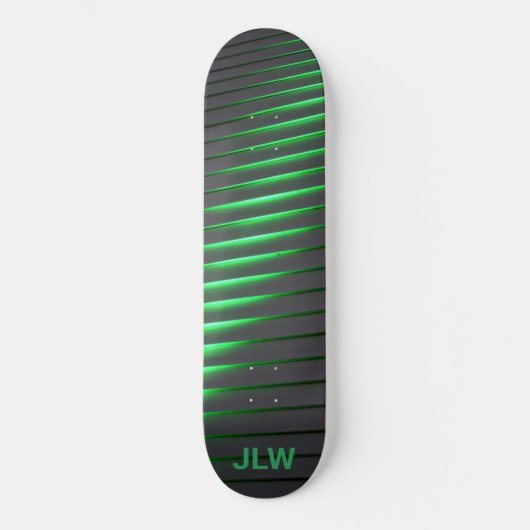 Techno Cyber Green Stripes Black Skateboard (Vorderseite)