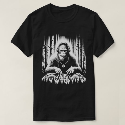 Techno DJ Bigfoot Disco Electronic EDM Music Funny T-Shirt (Design vorne)