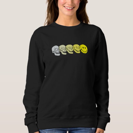 Techno Evolution Acid House Lächeln Techno DJ Musi Sweatshirt (Vorderseite)