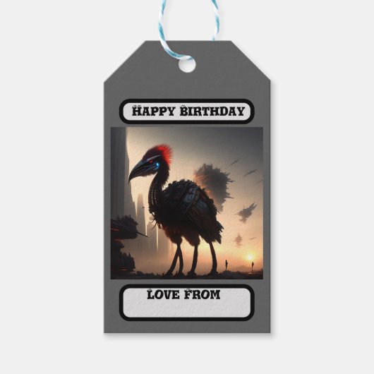 "Techno-Feathers: The Futuristic Emu Robot" Geschenkanhänger (Vorderseite)