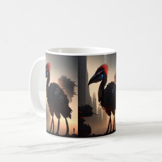 "Techno-Feathers: The Futuristic Emu Robot" Kaffeetasse (Vorderseite Links)