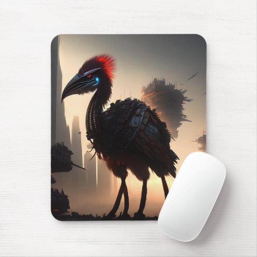 "Techno-Feathers: The Futuristic Emu Robot" Mousepad (Mit Mouse)