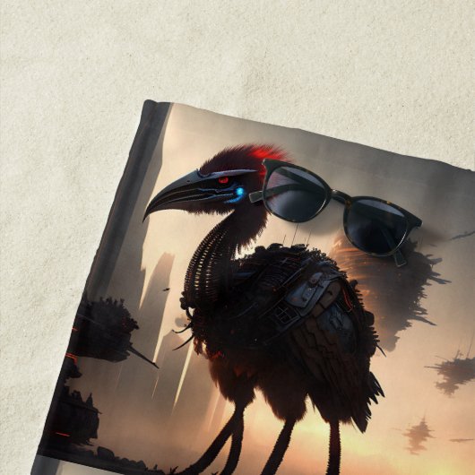 "Techno-Feathers: The Futuristic Emu Robot" Strandtuch (Beispiel)